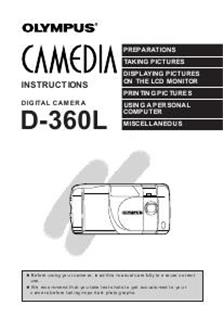Olympus C 860 L manual. Camera Instructions.